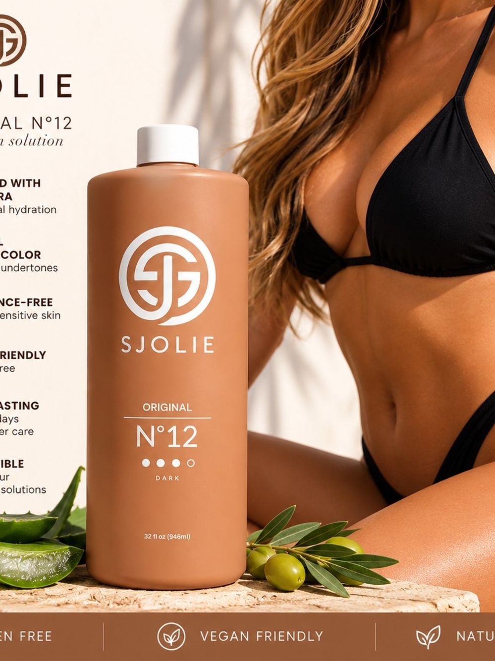 Jolie Self-Tanning Lotion Bottle in Brown with White Cap